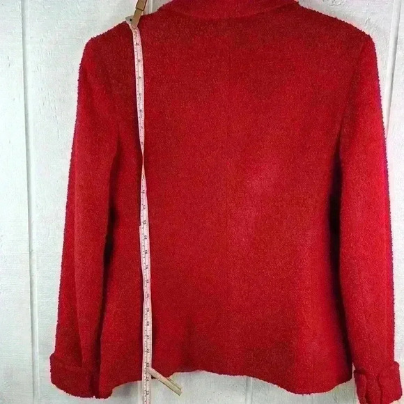 Jillian Jones Women’s Size 6 Red Boucle 3 Button 1-pocket Single Breasted Blazer - Picture 8 of 10